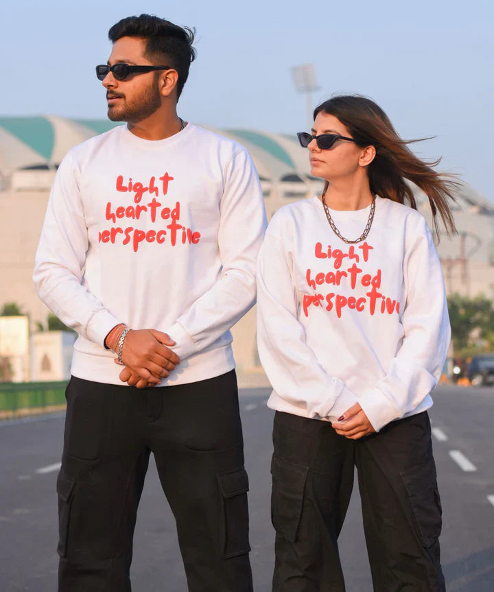 Korraj Red Printed White Sweatshirt | Comfort Meets Style in Every Stitch